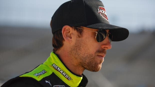 Ryan Blaney still hasn't won a race this year, but his consistency -- like finishing second at Talladega -- has him on track to advance to the Round of 8 after this Sunday's final race in the Round of 12 at the Charlotte Motor Speedway Roval. Photo by Sean Gardner/Getty Images
